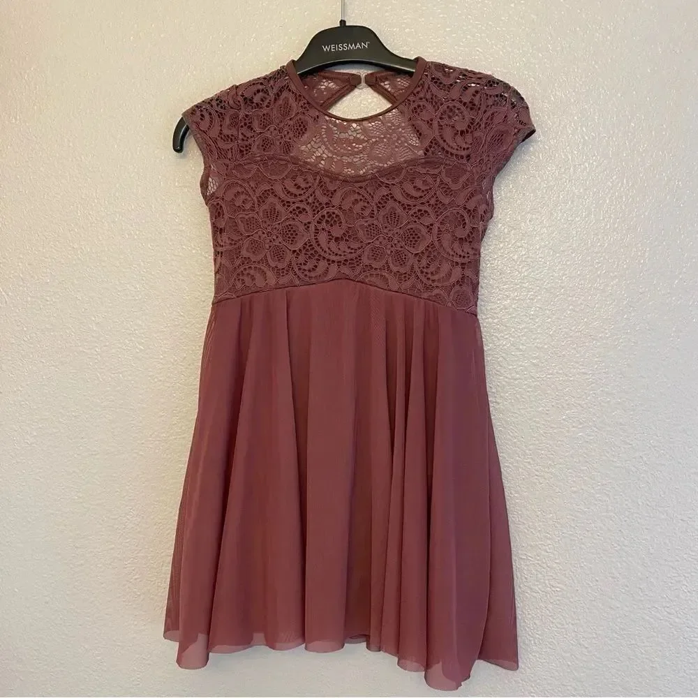 WEISSMAN Dance Costume mauve lace IDK You Yet 13407 MC-Medium child 10-12